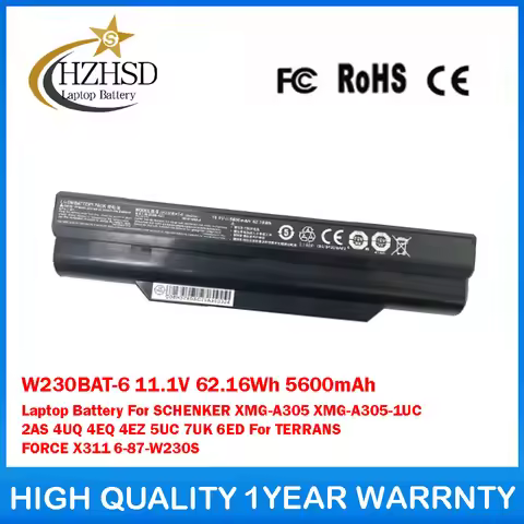 W230BAT-6 11.1V 62.16Wh 5600mAh Laptop Battery For SCHENKER XMG-A305 XMG-A305-1UC 2AS 4UQ 4EQ 4EZ 5U
