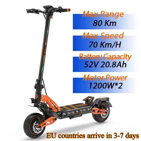 DT10 Dual Motor 48V 52V 20.8AH Electric Scooter 1200W x 2 1000W x 2 60KM/H 70KM/H Speed 70KM Range 8