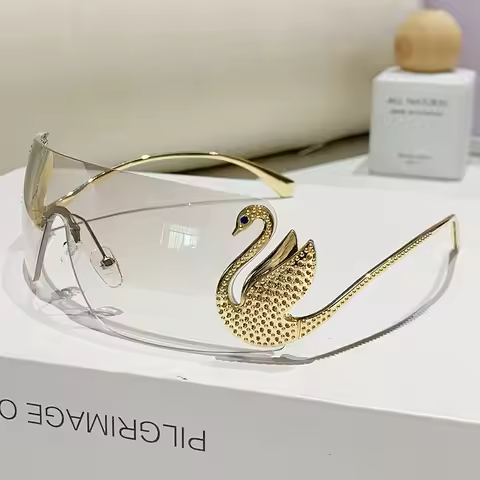 New y2k Vintage Rimless Swan Sunglasses Women For Men Luxury Brand Designer Sun Glasses Punk Popular