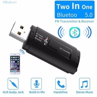 HUBERT 2 In 1 FM Transmitter, 3.5mm Port Bluetooth-compatible Car Bluetooth Receiver, Handsfree Call Adapter Bluetooth 5.0 USB Port Audio Music Player Auto Car