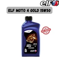 ELF MOTO 4 GOLD 15W50 15W 50 15W-50 MOTO 4 GOLD 1L ENGINE OIL ELF MINYAK HITAM ELF 15W50 MOTO 4 GOLD