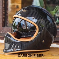 Retro IK-618C Men's Carbon Fiber Motorcycle Full Face Helmet Hard Hat Super Light Breathable Helmets