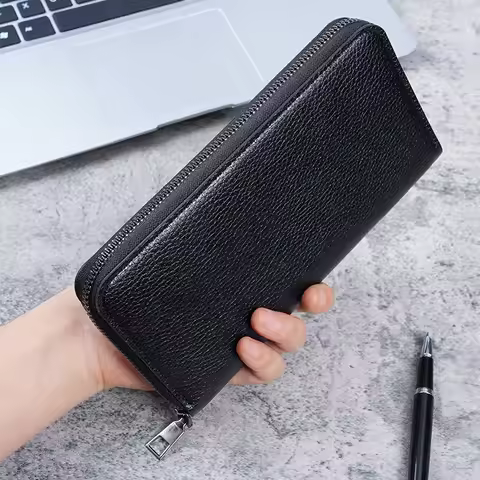 Long men's zipper wallet large wallet clutch bag mobile phone bag leisure business card wallet.