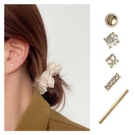 [ZOMI] 5ชิ้นเซ็ตต่างหูทอง 24k ชุดเข็มเรียบง่ายถั่ว เพทายหู Tragus กระดูกอ่อนสตั๊ดต่างหู