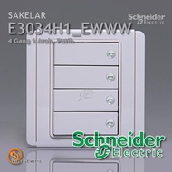 Schneider Neo Horizontal Switch 4 Gang 1 Way White E3034H1-EWWW