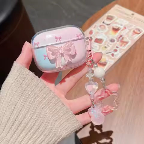 Cartoon Pink Bow Earphone Case For Huawei Freebuds SE 4 ANC Wireless Bluetooth Headphones Cover For 