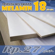 Triplek Melamin 18mm Custom /cm Triplek Putih 18mm Custom Grade A