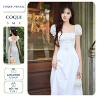 Vanessa long luxurious lady's dress - COQUI, white party dress designed with easy-to-adjust waistban