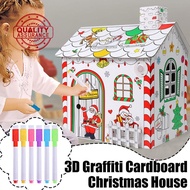 3d Stereo Graffiti Cardboard Christmas House Children's Painting Interactive Education Toy Diy I3t4