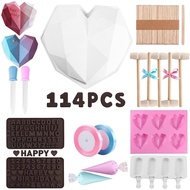 Cake Mold Set 114 Love Heart Diamond with Silicone Piece Set Ice Cream Ice Cream 4 Silicone Set Pops