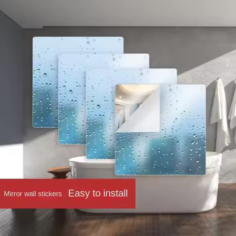 4pcs/8pcsAcrylic Mirror Wall Stickers HD Anti Fog Wall Mirror Sticker Full Length Mirror Tiles Self 