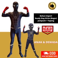Kostum Spider Man Dewasa Anak No Way Home Hitam Gold Baju Cosplay Costume Spiderman Topeng Superhero
