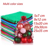 Organza Bags Sheer Drawstring Gift Bags Jewelry Pouches Wedding Party Christmas Favor Gift Bags, Mesh Gift Pouches Candy Bags for Presents Earrings