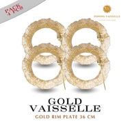 Dining Vaisselle -จานแก้วสุดหรู Gold Vaisselle Charger Glass Plate (DP1291) - เซ็ต 4 ชิ้น 6 ชิ้น และ