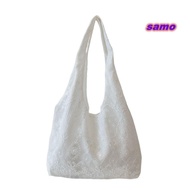 SAMO Lace Shoulder Bag, Lightweight Embroidery Floral Print Canvas Handbag, YK2 Vest Style Versatile