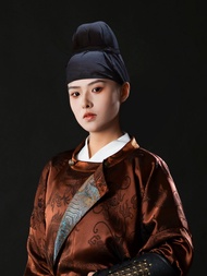 Hanyue Original Tang Dynasty round Neck Robe Mens Style Revived Satin Martial Arts Costume Hanfu Non