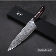 Turwho 6Pcs Kitchen Knife Set Japanese Damascus Steel