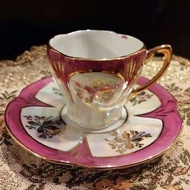 歐洲古董德國Bavaria骨瓷K金圖案幻彩濃縮咖啡杯