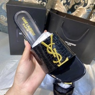YSL Crocodile Pattern Patent Leather High Heels - Metal Logo, Perfect for Business Events & Ceremoni