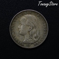 Uang Kuno Koin Perak Belanda 1 Gulden Wilhelmina Tahun 1897 -1132