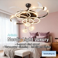 【In stock】[Starry Sky Fan Light] Ceiling Fan Light/LED Fan Light/Living Room Fan Light/Bedroom Fan L