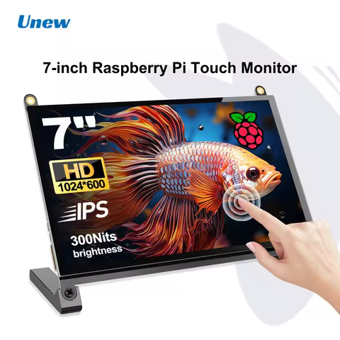 Unew 7 inch Raspberry Monitor Suit for Raspberry Pi 5 4 3 Touchscreen 1024x600 Display USB HDMI Scre