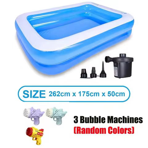2m 2.6m 3m Inflatable Swimming Pool Water Gun Thickened Pool Bathing Tub Home Outdoor Indoor Garden 
