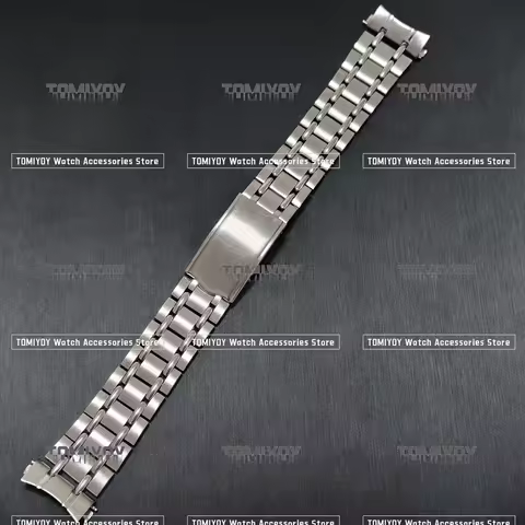 Silver steel curved End brush jubilee Watch band vintage Strap solid Bracelet Fit For Seiko 6139-601