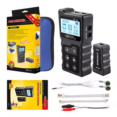 Noyafa NF-488 LCD Network Cable PoE Checker Inline Voltage Current Tester With Cable Tester Lan Test