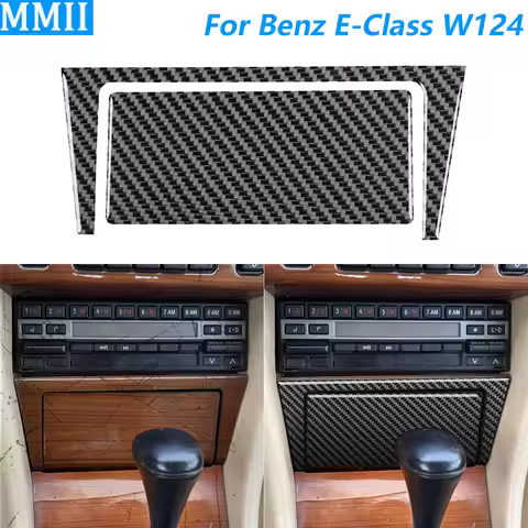 For Mercedes-Benz E-Class W124 1985-1996 Carbon Fiber Central Cigarette Lighter Storage Box Trim Set