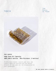 Pre-order預購-澳洲Tonik Hemp Seed Oil Capsules有機大麻籽油膠囊 HKD1,080/3樽（平均低至 HKD360/樽）包順豐送貨！！！