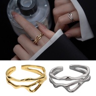 DO Irregular Shaped Rings Adjustable Curved Double Line Rings Statement Accessory