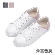 Fufa Shoes [Fufa Brand] Genuine Leather Lace-Up Stitching Color Casual Brand Flat White Women's Women