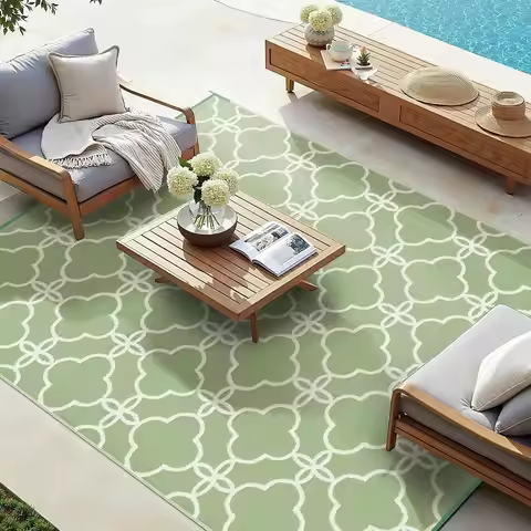 Outdoor Plastic Rug, Waterproof and Reversible, 9x12 Feet, Ideal for Patio, Camping, RV, Picnic, Bac