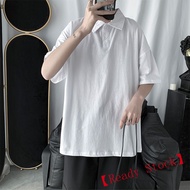 Hot Sale Summer Solid Color Polo Collar polo Shirt Men's Loose Leisure Hong Kong Style Short Sleeve T T-shirt Korean Style Fashion Top ins Fashion nd High Quality Fashionable