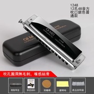 ONE - 半音階口琴C調口琴初學者成人專業演奏級樂器 12孔48音(方吹孔)銀色