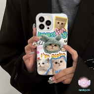 Local Delivery Imd Cream Case CUTE Cat Head For Iphone16 15 13 12 11 Pro Promax X XR XS Abrasion Res
