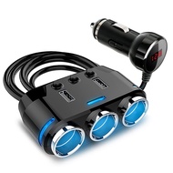 NIEN  3Way Lighter Socket Splitter Power Adapter Dual USB Car Charger 12/24V
