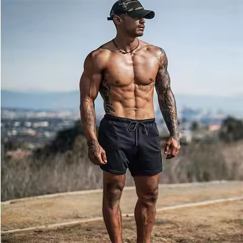 Camo Running Shorts Men Gym Sports Shorts 2 In 1 Quick Dry Workout Training Gym Fitness Jogging Shor