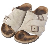 BIRKENSTOCK（勃肯鞋）德國製造 SUEDE ZURICH 麂皮涼鞋，36 碼（23 公分），灰褐色，繫帶涼鞋，窄版，鞋子 [二手] [BIRKENSTOCK]