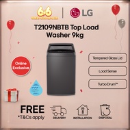 [Online Exclusive] [Pre-Order] LG Top Load Washing Machine 9kg T2109NBTB | Tempered Glass Lid | Load