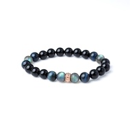 LUCY SUMMER กำไลข้อมือหินแท้ Labradorite Blue tiger eye และ Onyx ขนาด 8 มม. พร้อมตัวคั่น Spacer