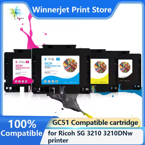 GC51 BK/55ml CMY/45ml Compatible ink cartridge With Sublimation ink With one time use chip for Ricoh