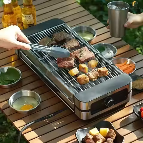 Household electric grill pan. Korean iron plate pancake all-in-one pan.Smokeless. For indoor and out