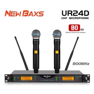 NewBaxs UR24D Wireless ไมโครโฟน One สำหรับ 2 2 ไมโครโฟนแบบใช้มือถือ UHF FM 150M ระยะทางรับ KTV Bar P