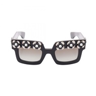【二手】Prada PRADA太陽眼鏡，漸層鏡片，花卉圖案，SPR25P，黑色，其他，女士太陽眼鏡，二手