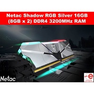 Netac Shadow RGB Silver 16GB (8GB x 2) DDR4 3200MHz Gaming RAM