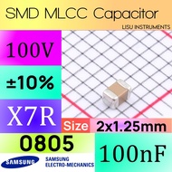 100nF 0805 100V X7R ±10% SMD MLCC Capacitor Samsung CL21B104KCFNNNE
