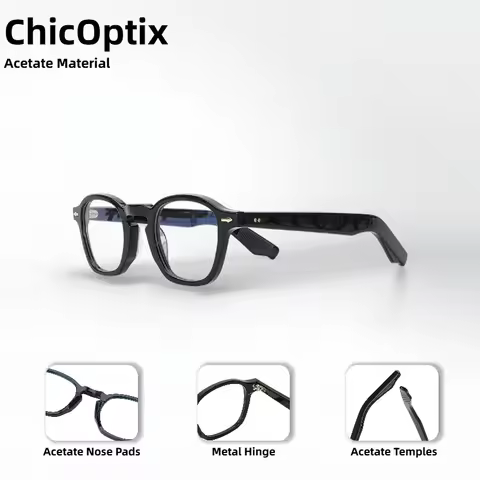 Retro Men's Oval Acetate Eyeglass Frames Women's Fashion Rivet Optical Clear Eyeglasses Unisex Trend