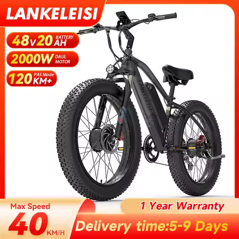 LANKELEISI MG740PLUS Electric Bike DAUL MOTOR 2000W 48V20AH Removabel Battery 40KM/H 26*4.0 Fat Tire